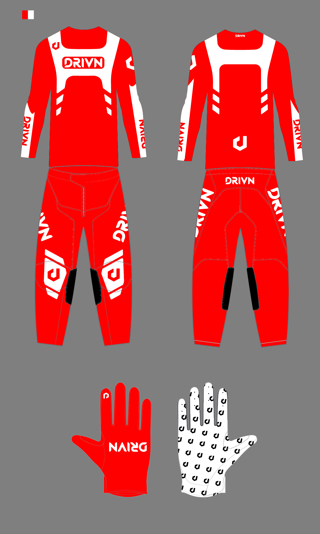 Custom Youth “Verge” Gear Kit 'RED/WHITE'