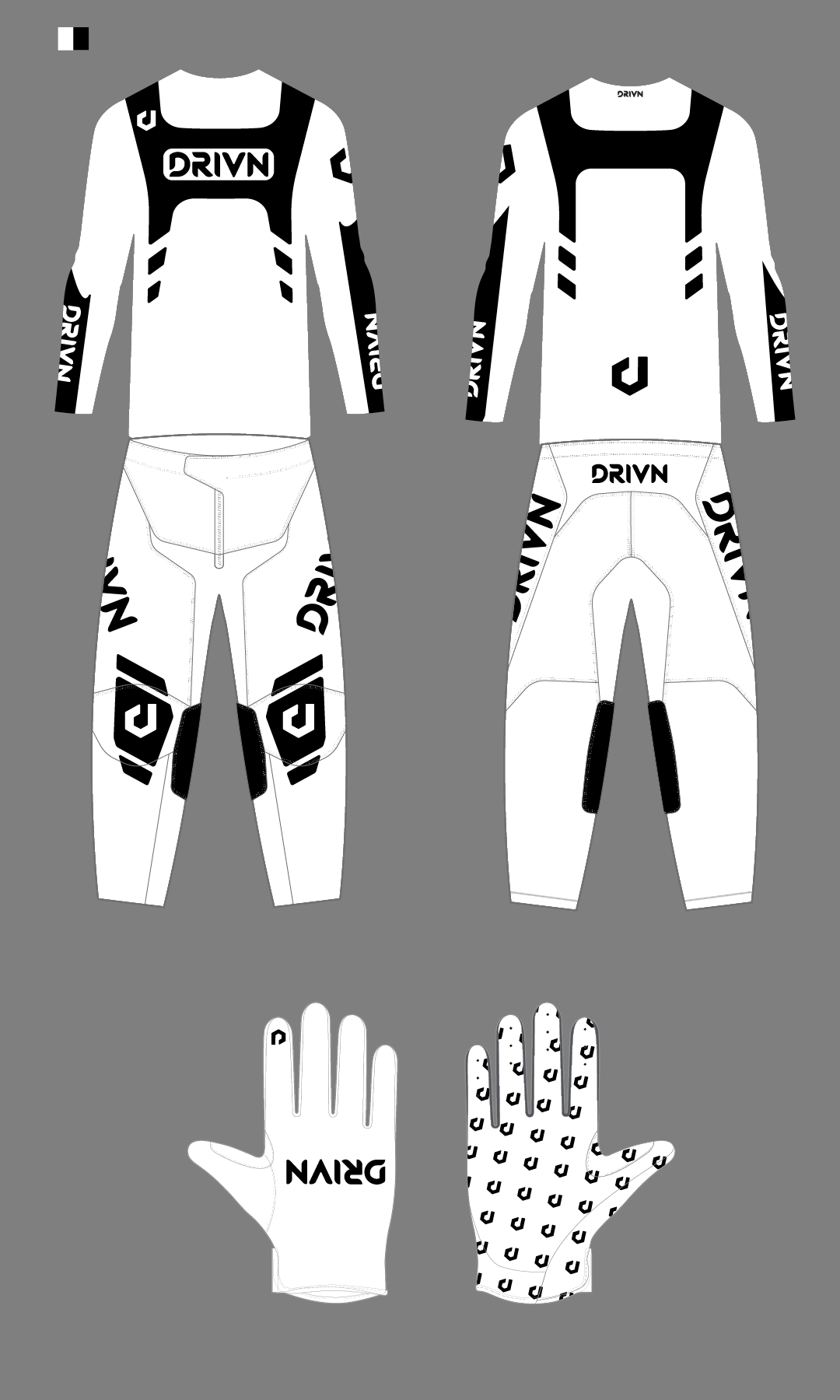 Custom Youth “Verge” Gear Kit 'WHITE/BLACK'
