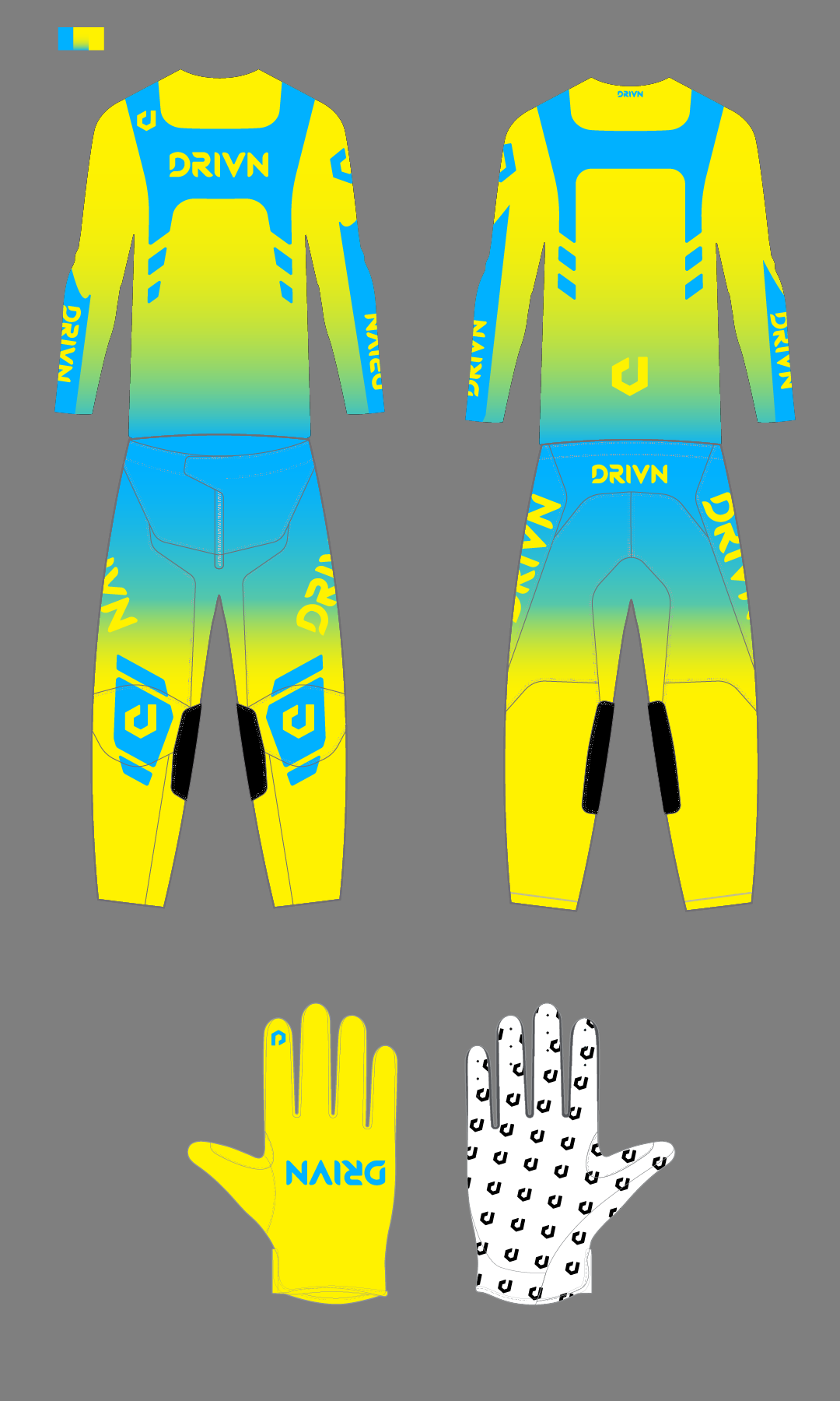 Custom Youth “Verge” Gear Kit 'YELLOW/BLUE'